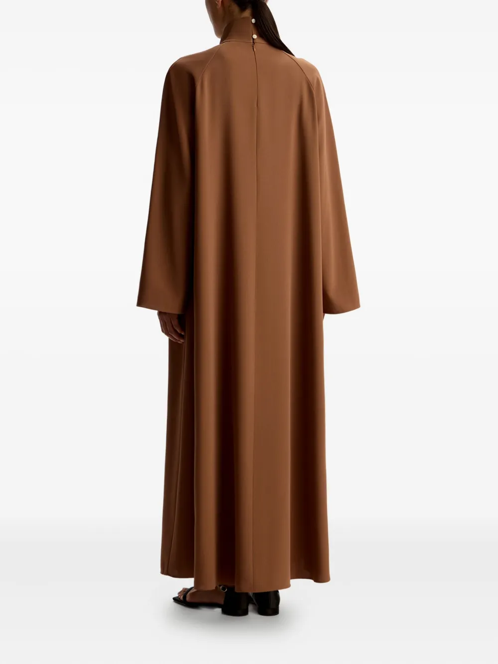 12 STOREEZ Geplooide maxi-jurk met hoge hals Bruin