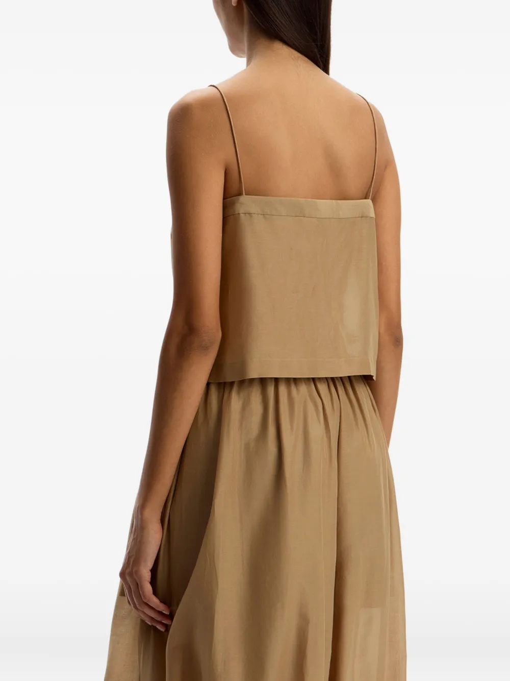 12 Storeez Button-front Spaghetti-strap Top In Brown
