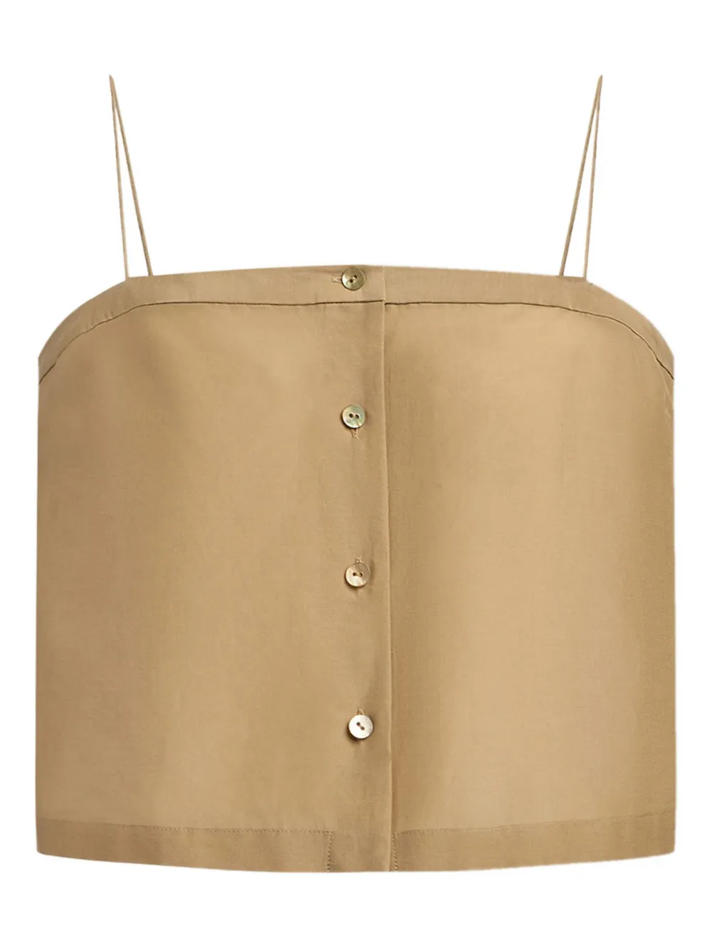 12 Storeez Button-front Spaghetti-strap Top In Brown