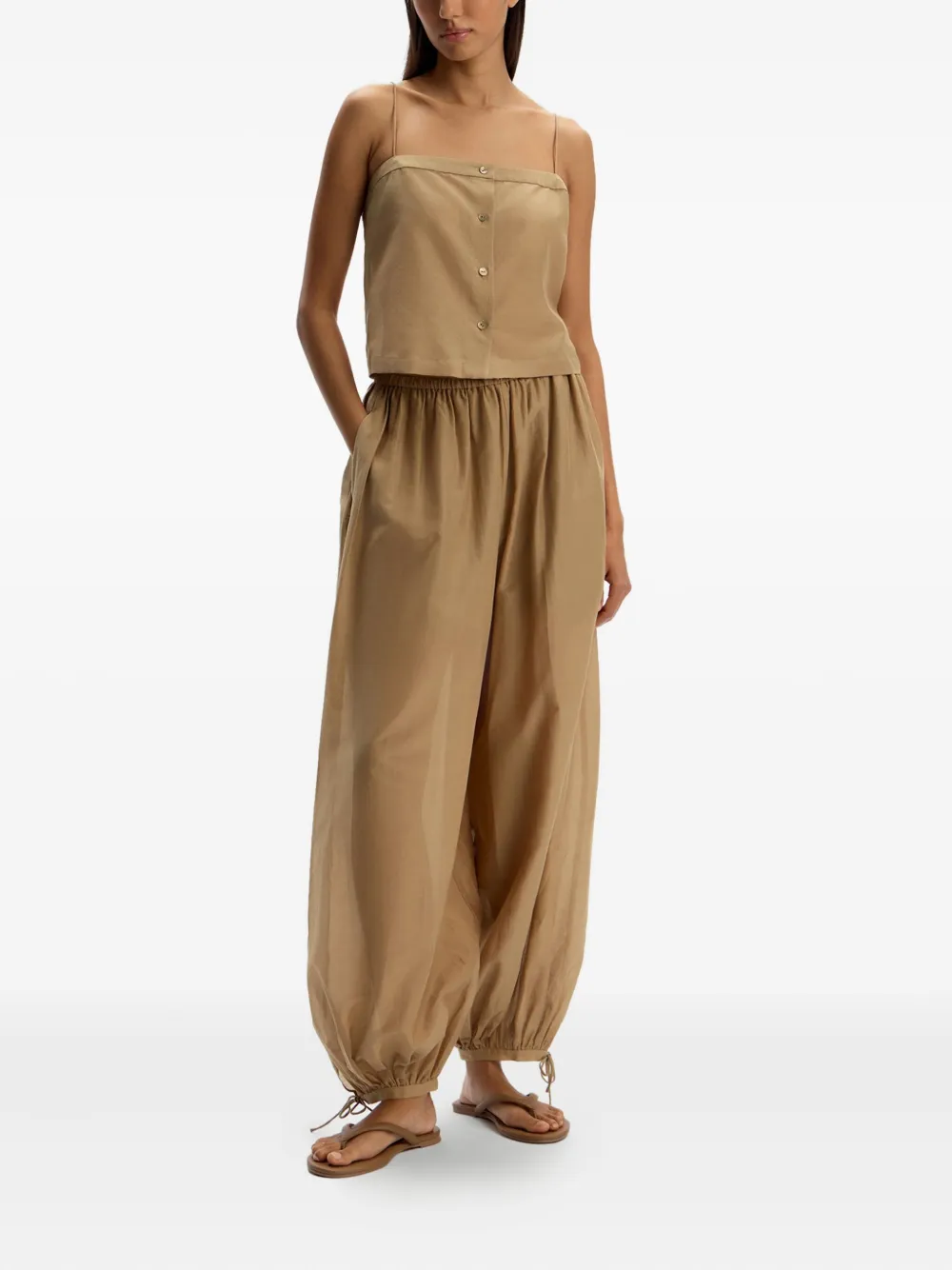 12 Storeez Button-front Spaghetti-strap Top In Brown