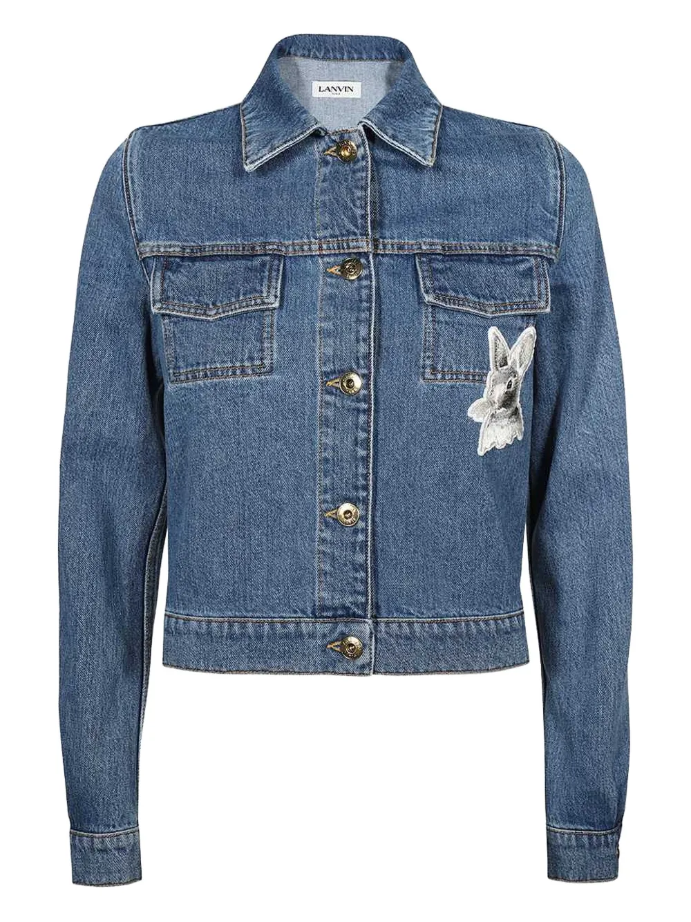 Lanvin rabbit-patch denim jacket - ブルー Lanvin rabbit-patch denim jacket - ブルー
