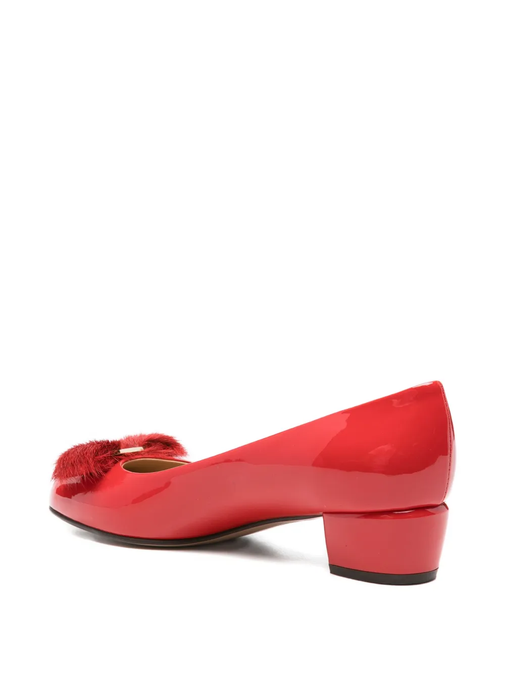 Ferragamo 30mm Vara leather flat pump Red