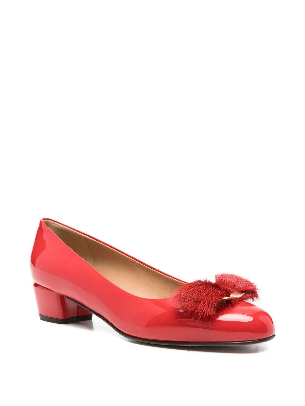 Ferragamo 30mm Vara leather flat pump Red