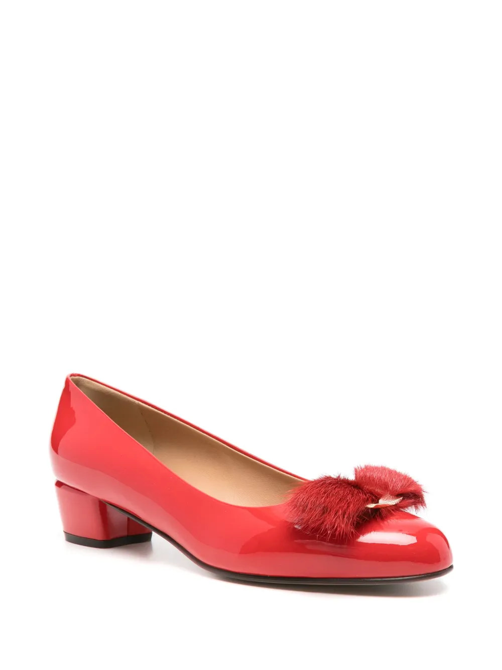 Ferragamo 30 mm Vara leren platte pumps Rood