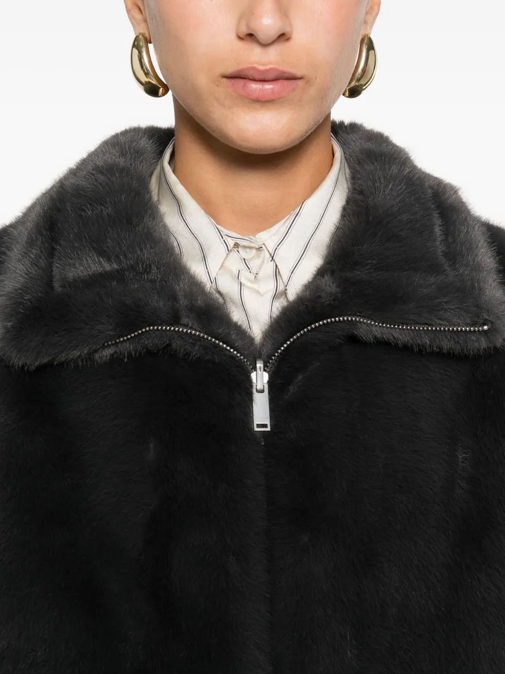 Arma Zip-front Faux-fur Jacket In Black
