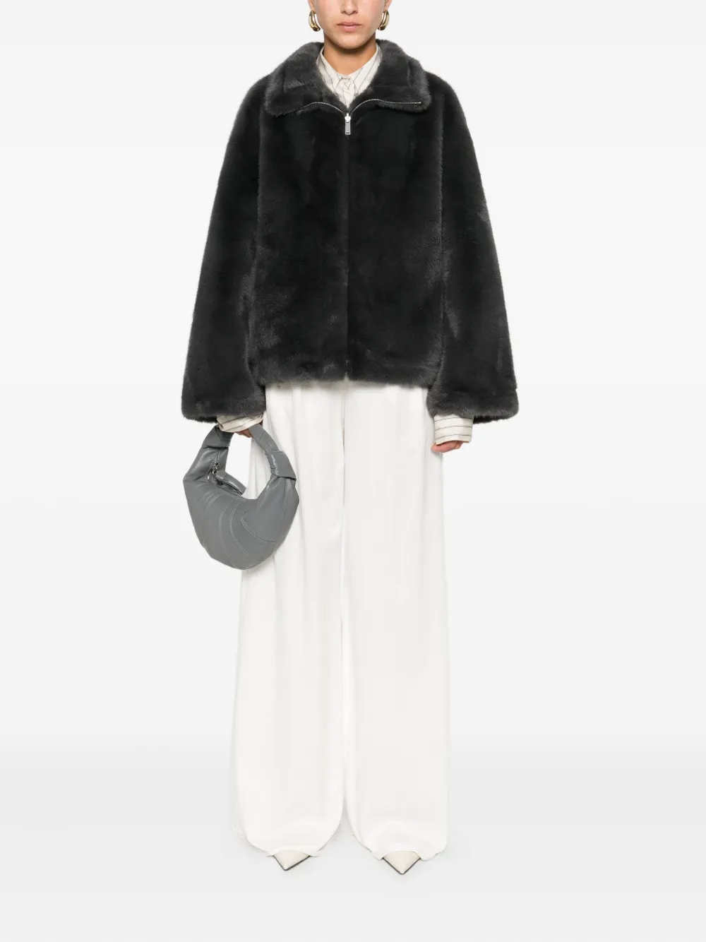 Arma Zip-front Faux-fur Jacket In Black