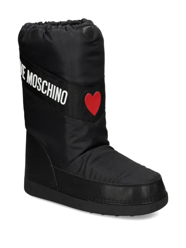 Love Moschino Logo Heart Snow Boots | Black | FARFETCH UK