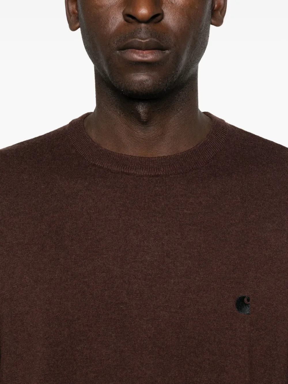 Carhartt Logo-embroidered Crew-neck Sweater In Brown