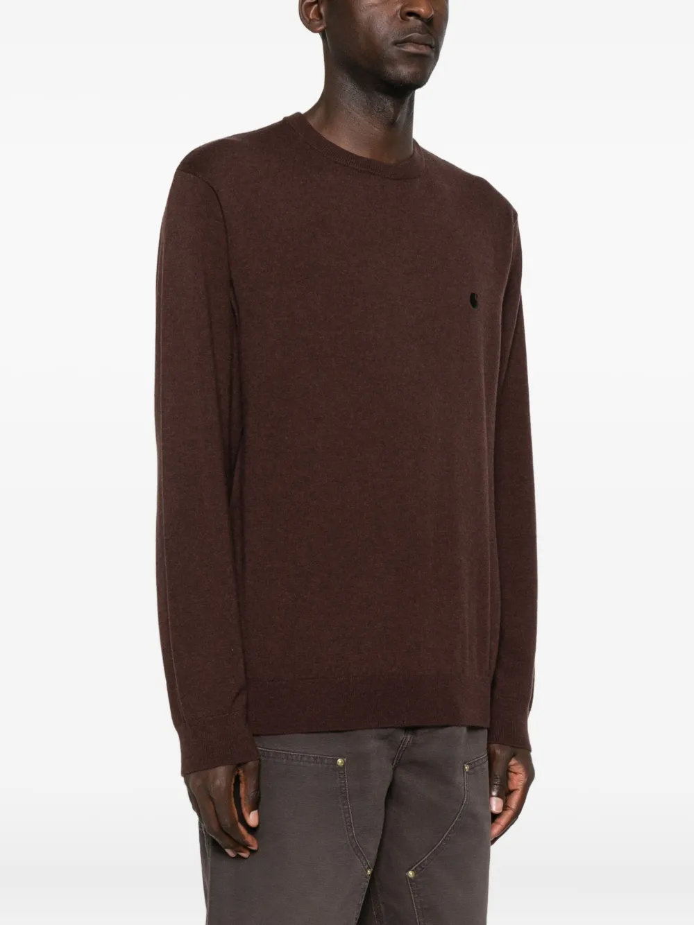 Carhartt WIP Trui met geborduurd logo en ronde hals Bruin