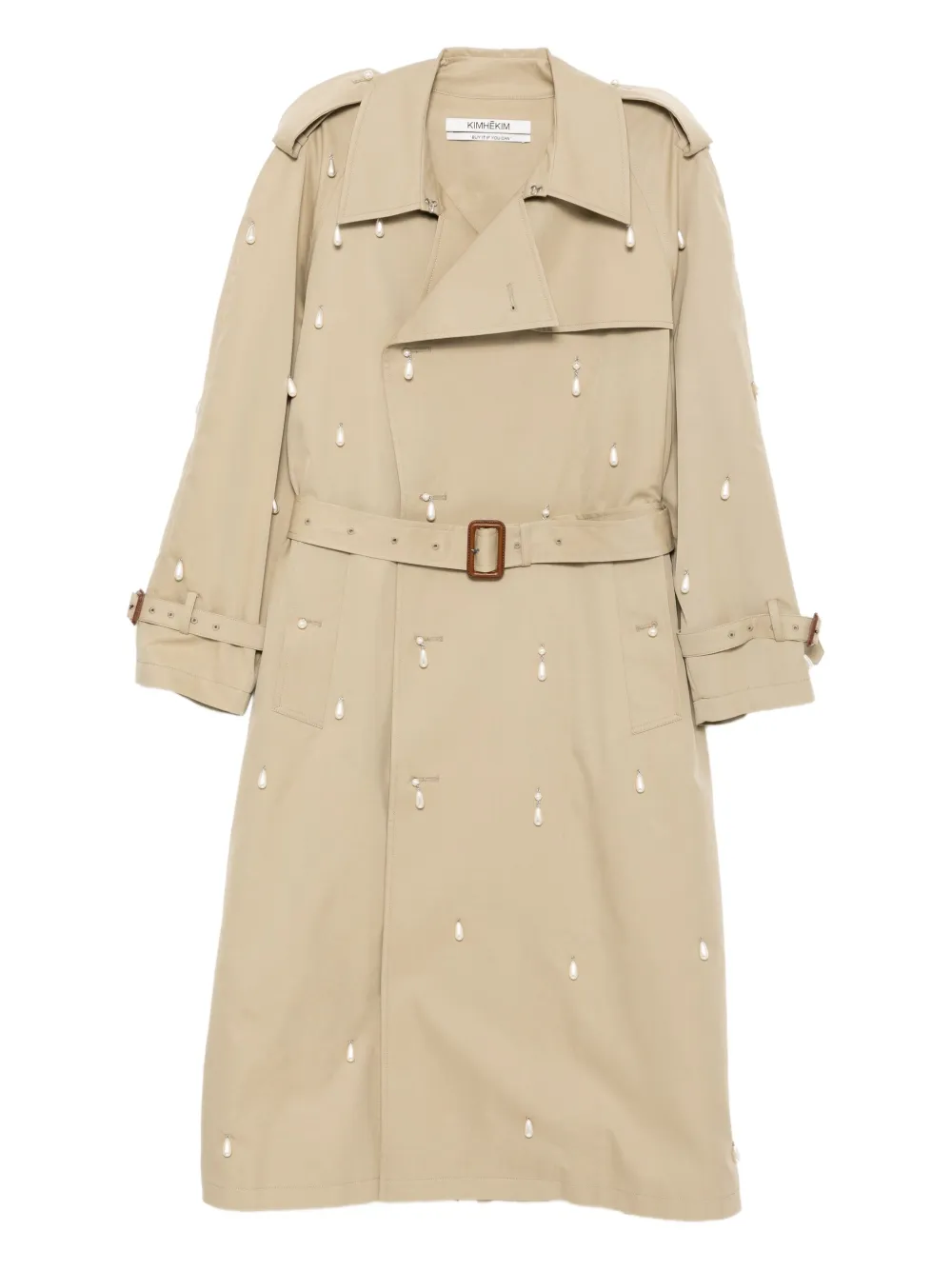 Kimhēkim Pearl-embellished Trench Coat In Neutral