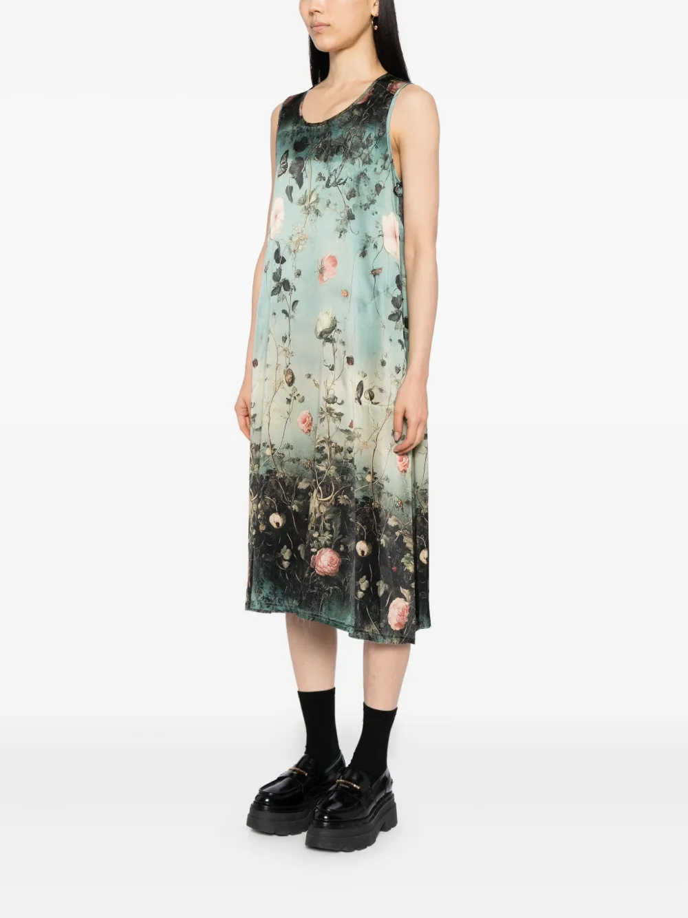R13 Floral Print Sleeveless Midi Dress In Multi