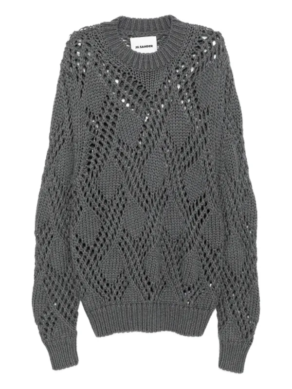 Jil Sander Lace-trimmed Wool Jumper in Grey