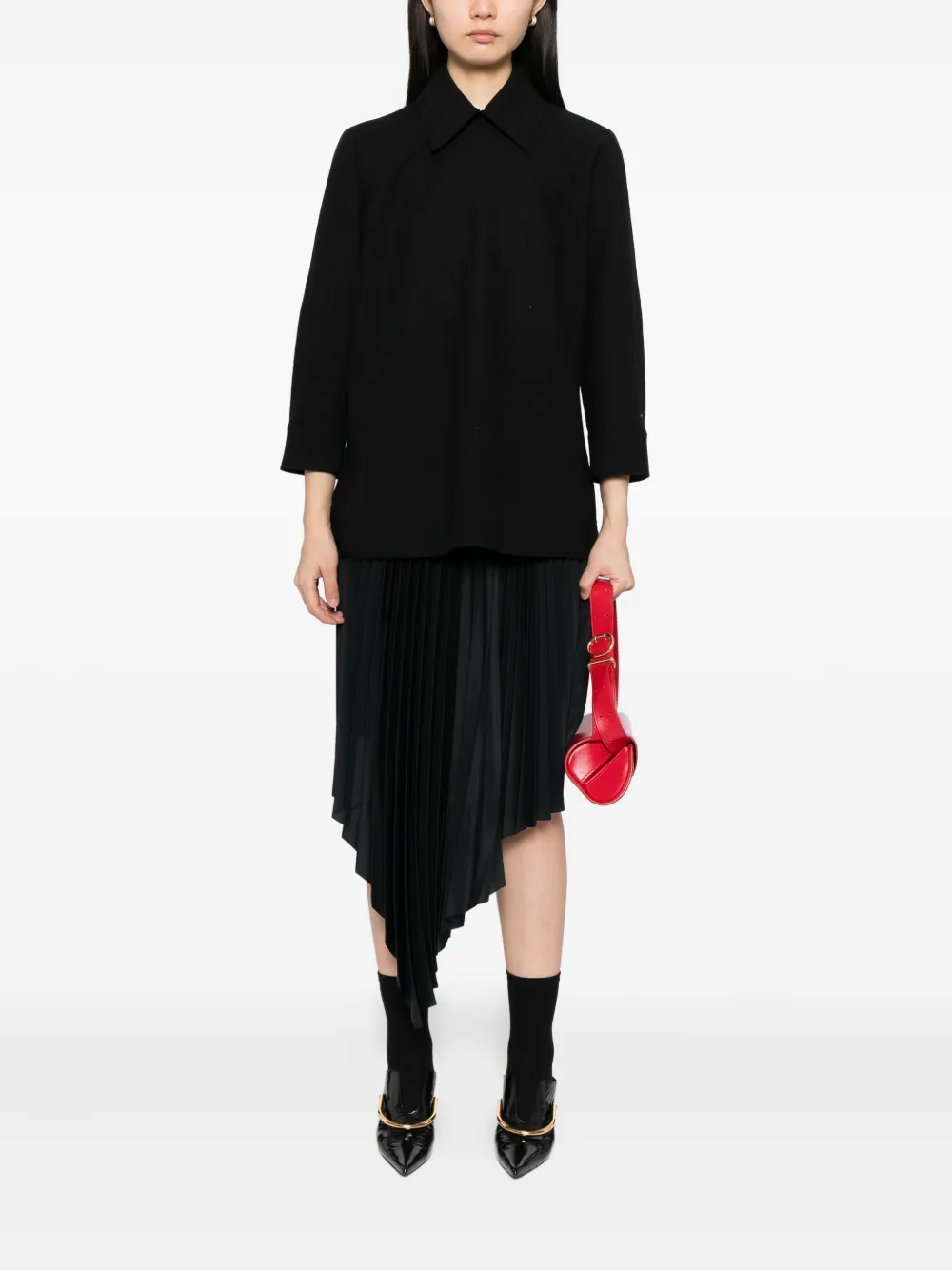 Jil Sander Wollen top met kraag - Zwart
