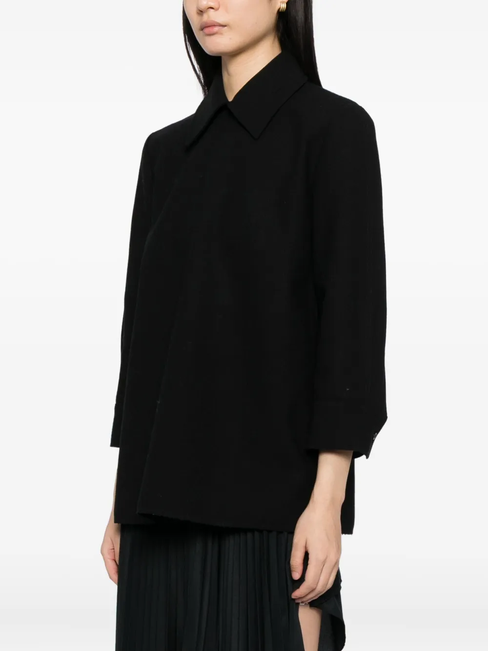 Jil Sander Wool Collared Top In Black
