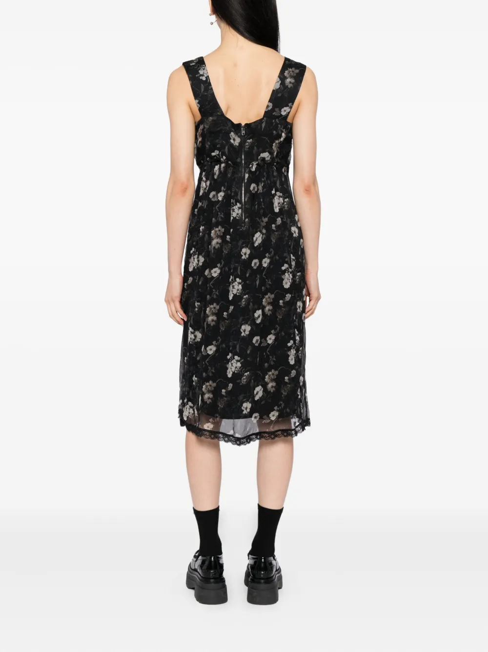 R13 Jurk met bloemenprint Zwart