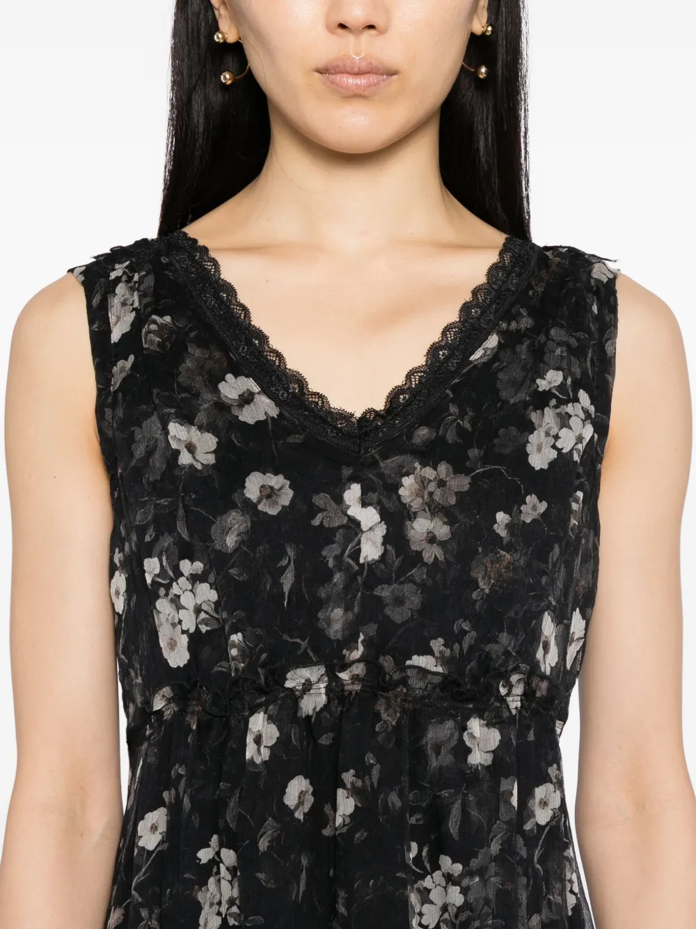 R13 Jurk met bloemenprint Zwart