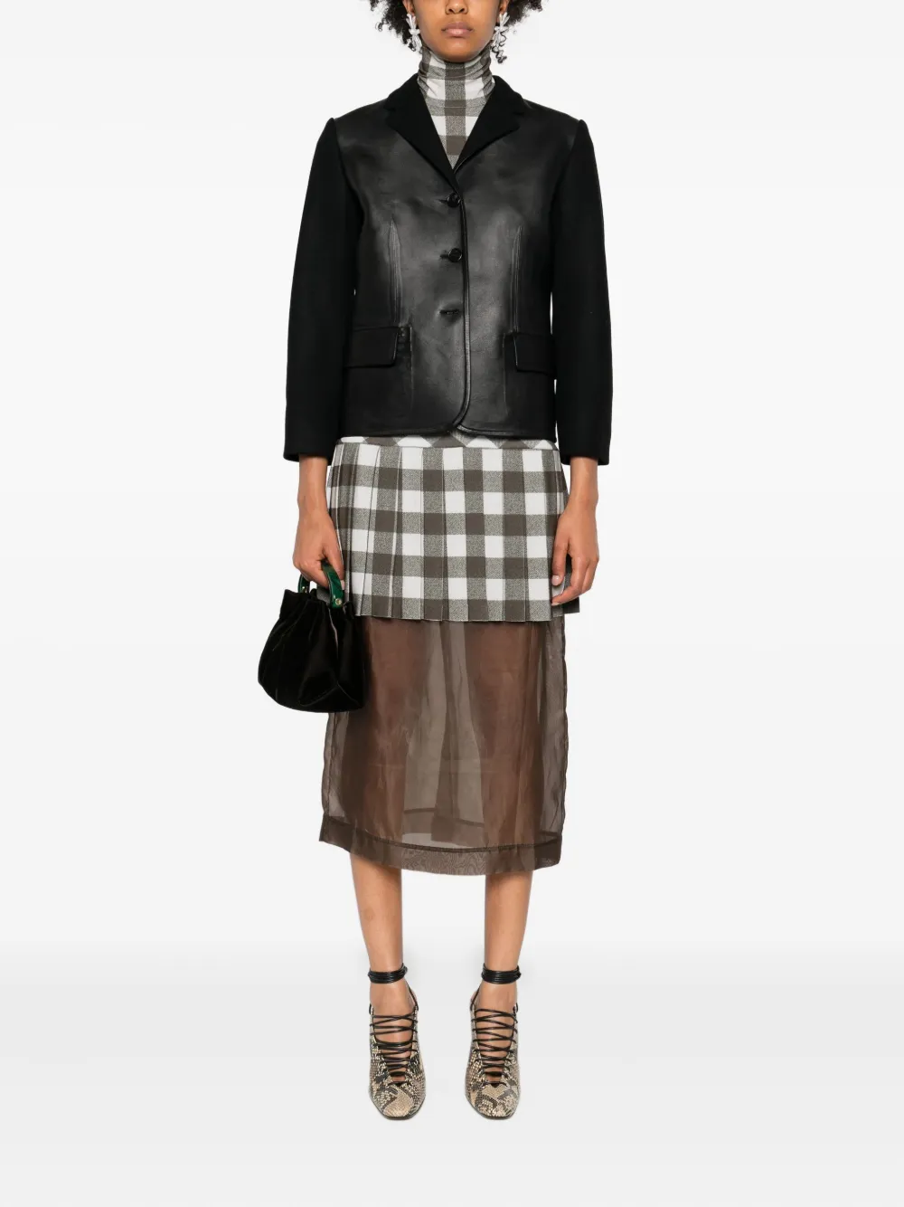 Marni leather-paneled wool jacket | Leather Jackets | Image 2