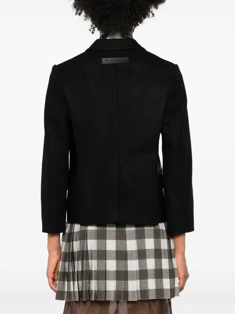 Marni Leather-paneled Wool Jacket In Black