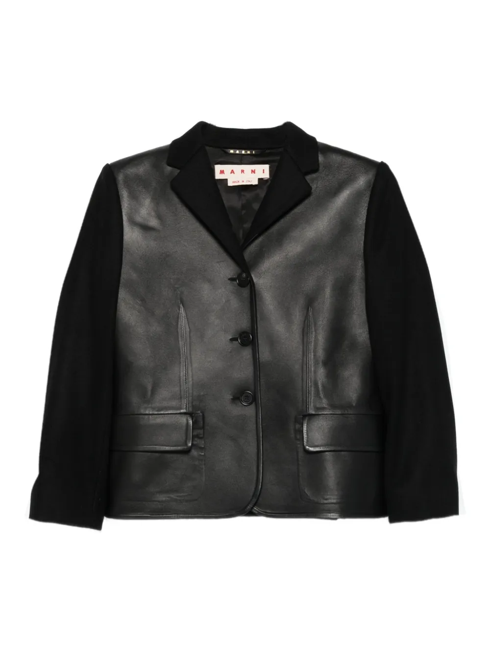 Marni leather-paneled wool jacket - ブラック Marni leather-paneled wool jacket - ブラック