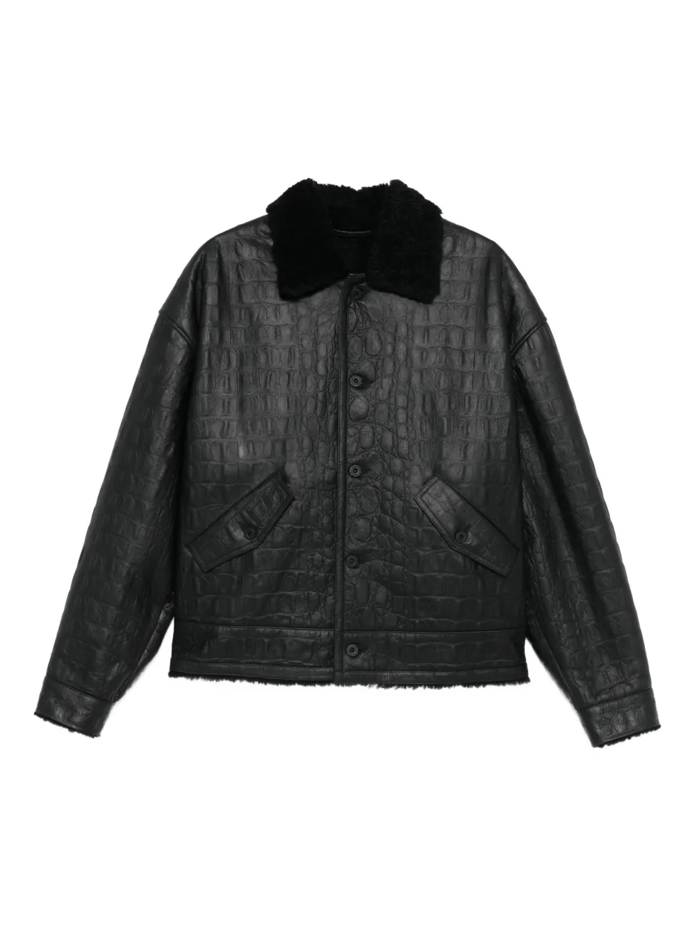 Pence crocodile-embossed jacket | Black | Image 1