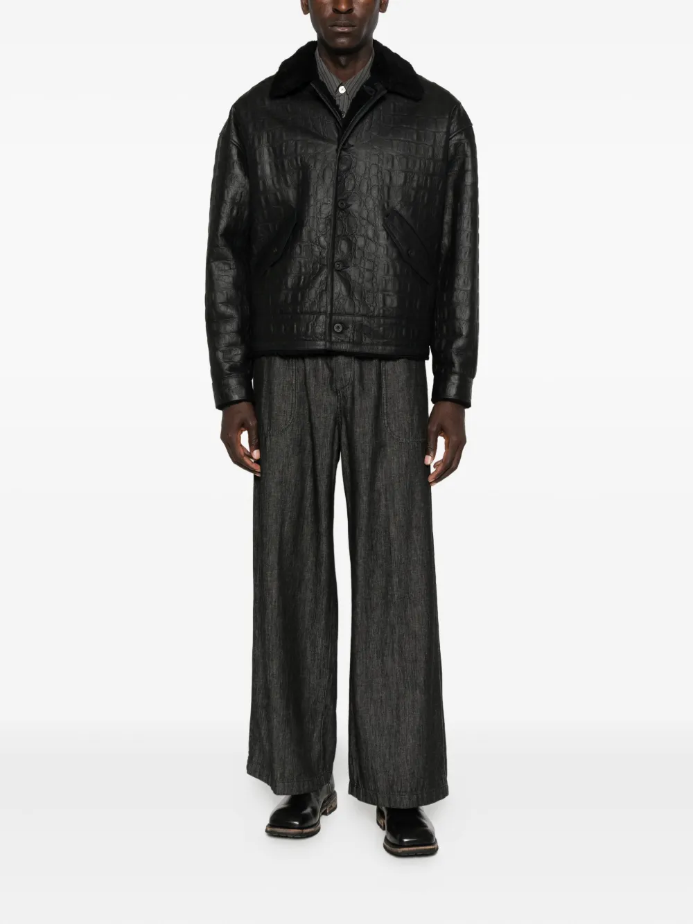 Pence crocodile-embossed jacket | Leather Jackets | Image 2