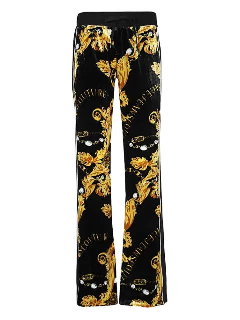 Versace Jeans Couture baroque-print velvet trousers