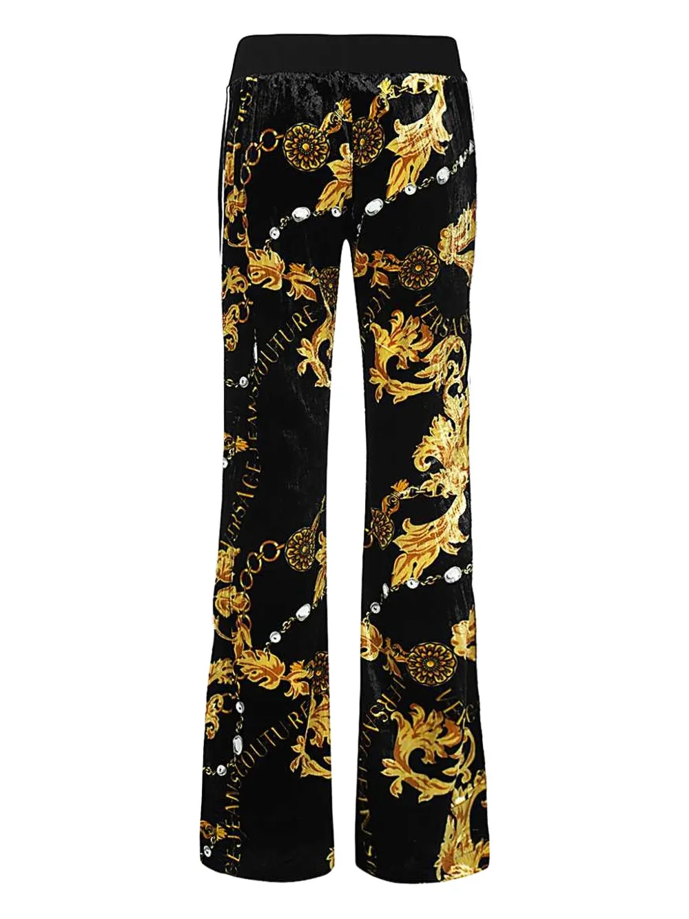 Versace Jeans Couture Fluwelen broek met barokprint - Zwart