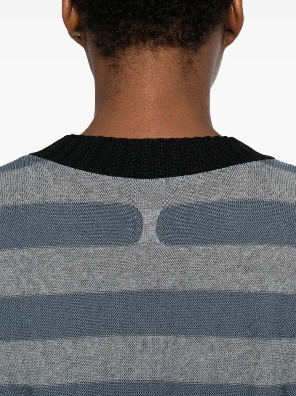 Hannes Roether Striped Short-sleeve Knitted T-shirt In Blue