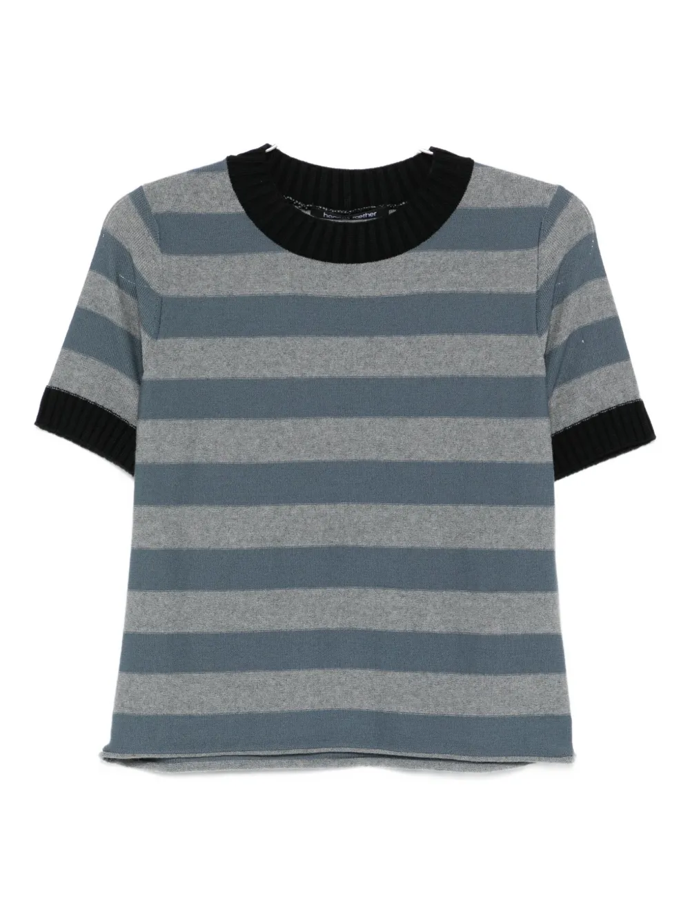 Hannes Roether striped short-sleeve knitted T-shirt | Blue | Image 1