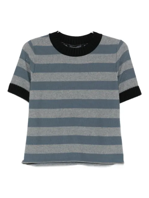 Hannes Roether striped short-sleeve knitted T-shirt 