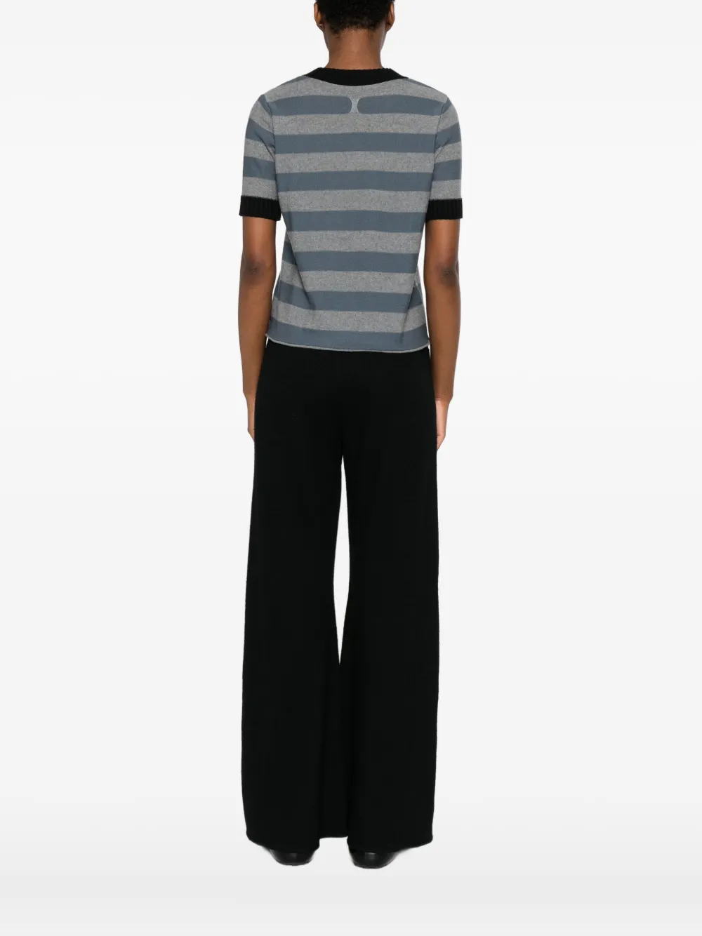 Hannes Roether Striped Short-sleeve Knitted T-shirt In Blue
