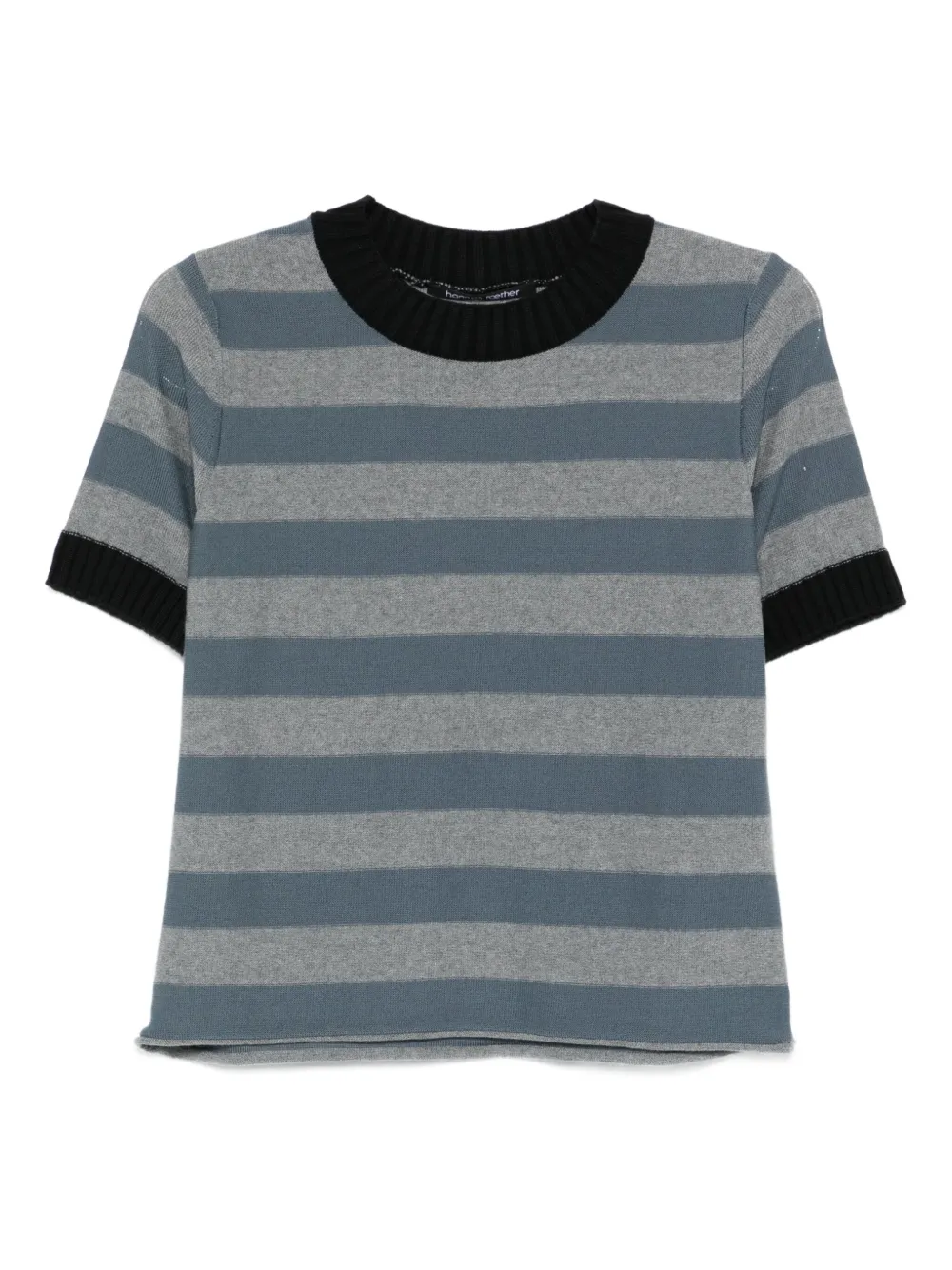 Hannes Roether striped short-sleeve knitted T-shirt | Blue | Image 1