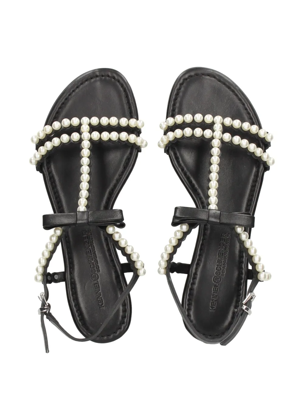 Kennel & Schmenger Elle Pearl-embellished Bow Sandals In Black