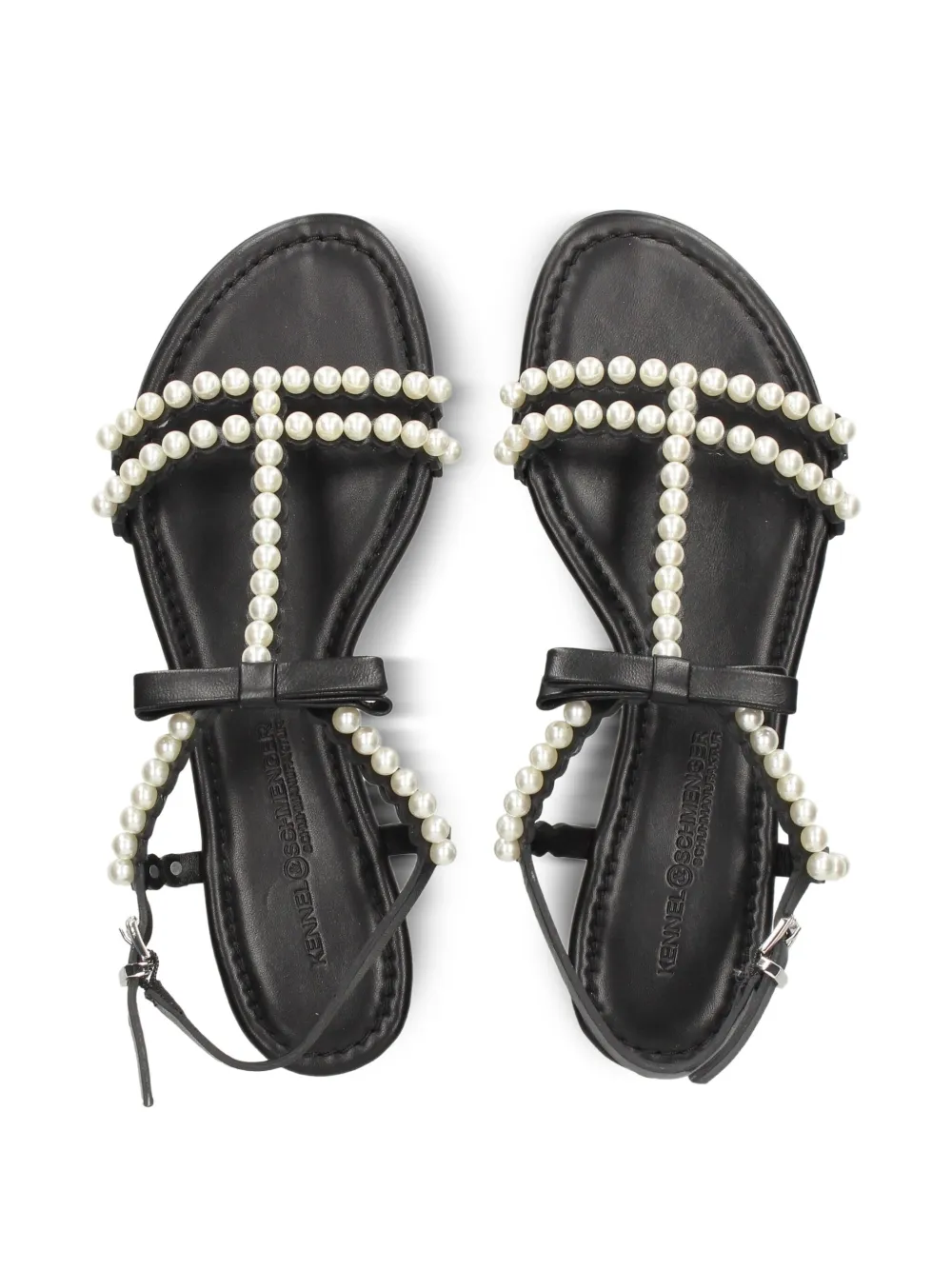Kennel & Schmenger ELLE sandalen verfraaid met parel en strik Zwart