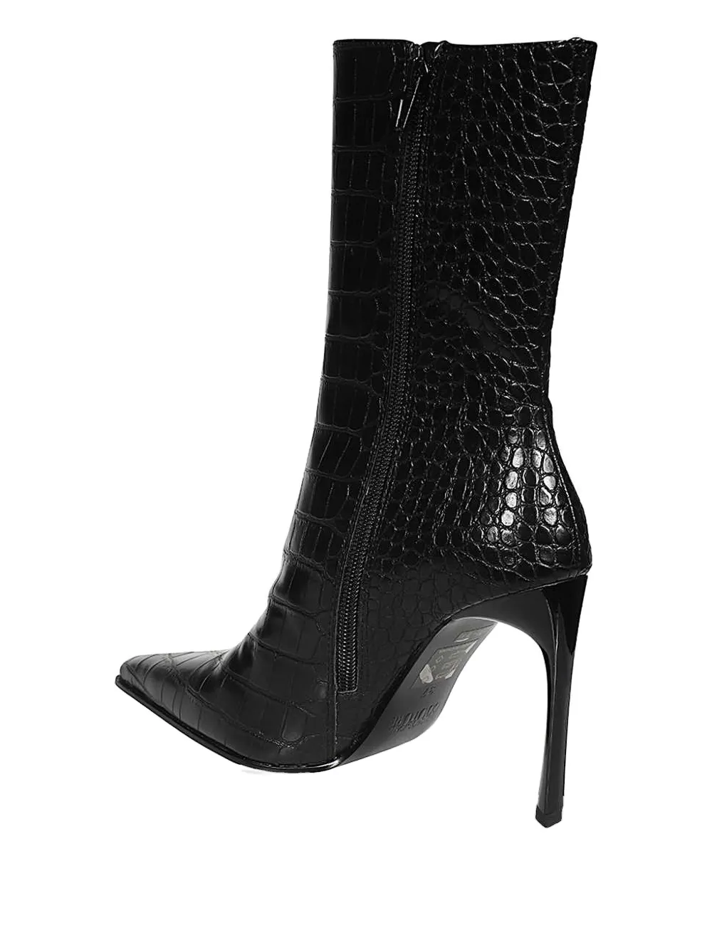 Versace Jeans Couture Pointed-toe Crocodile-effect Ankle Boots In Black