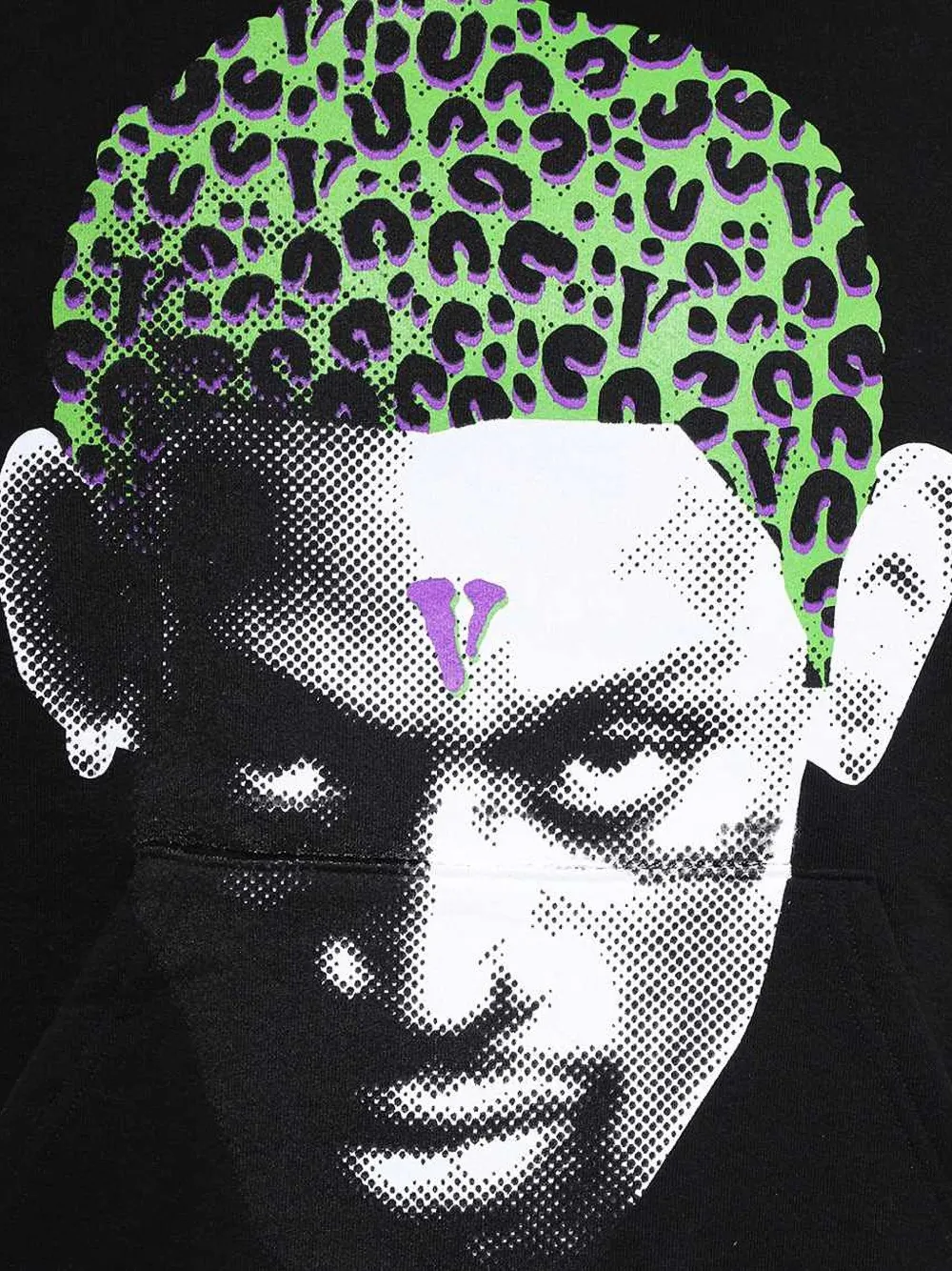 Vlone X Dennis Rodman Cheetah Cotton Hoodie In Black