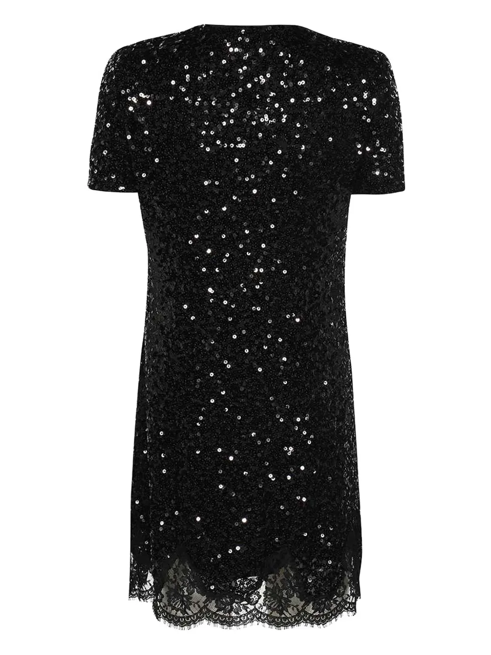 Ermanno Scervino sequin-embellishment lace-trimmed mini dress - Zwart