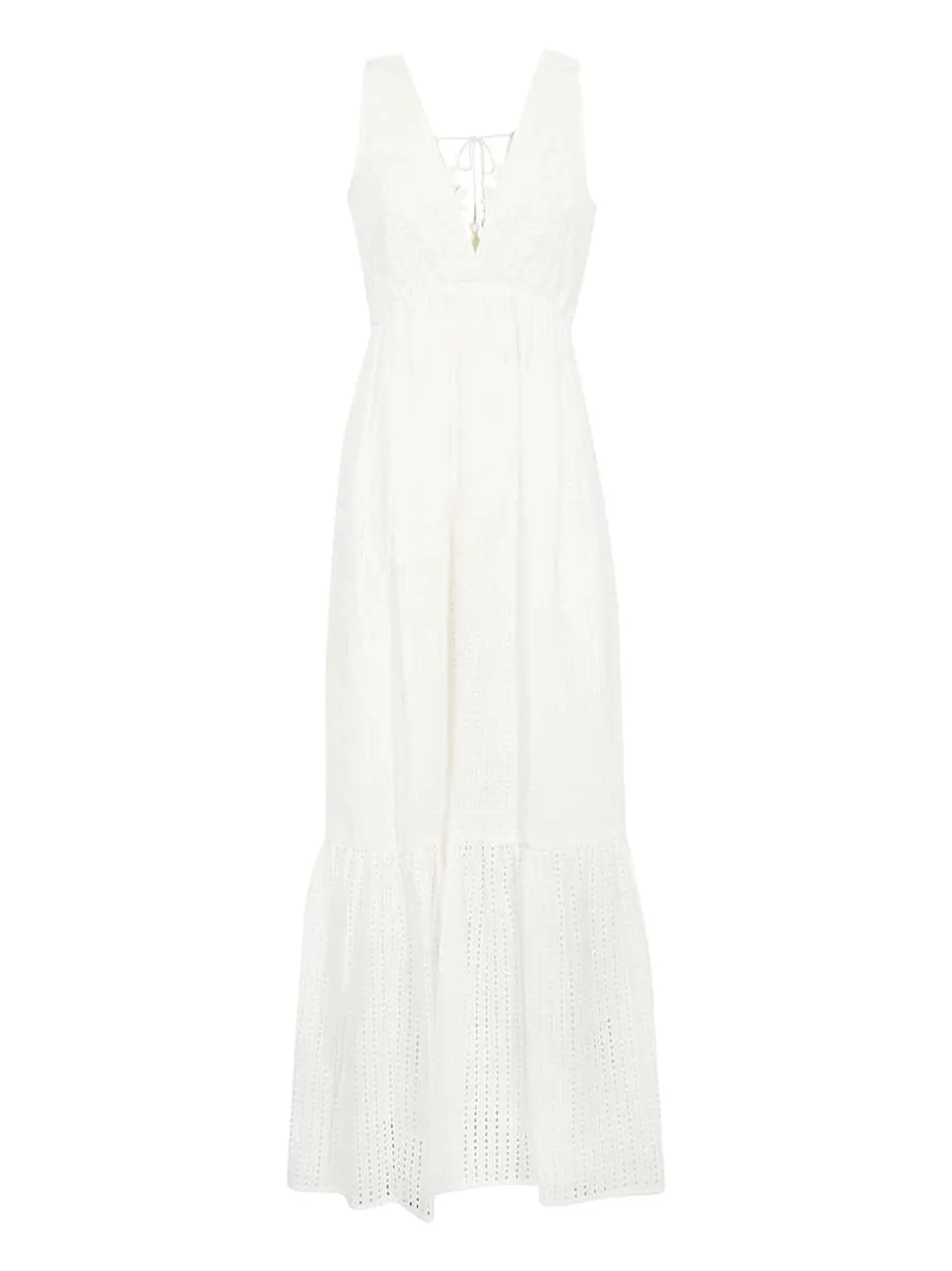 Ermanno Scervino eyelet-embroidered tiered maxi dress - ホワイト Ermanno Scervino eyelet-embroidered tiered maxi dress - ホワイト