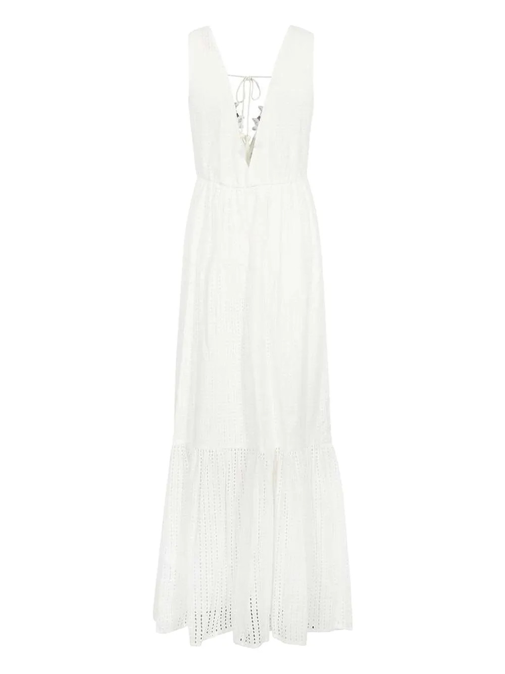 Ermanno Scervino eyelet-embroidered tiered maxi dress - Wit