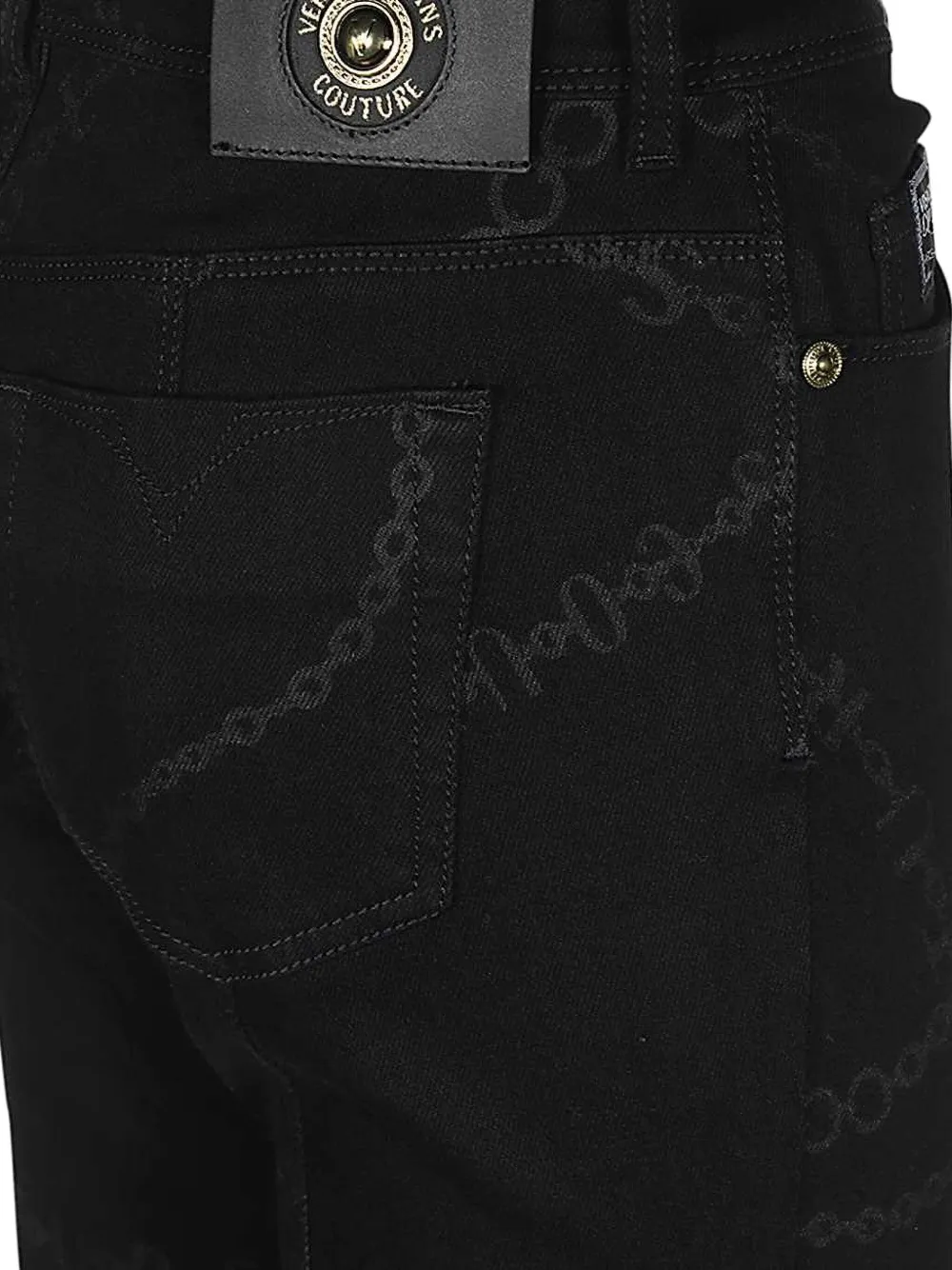 Versace Jeans Couture Skinny jeans met print Zwart