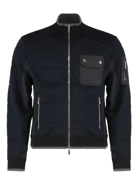 Moorer quilted panelled zip-up jacket