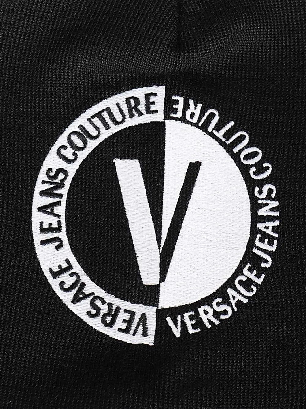 Versace Jeans Couture Embroidered-logo Beanie Hat In Black