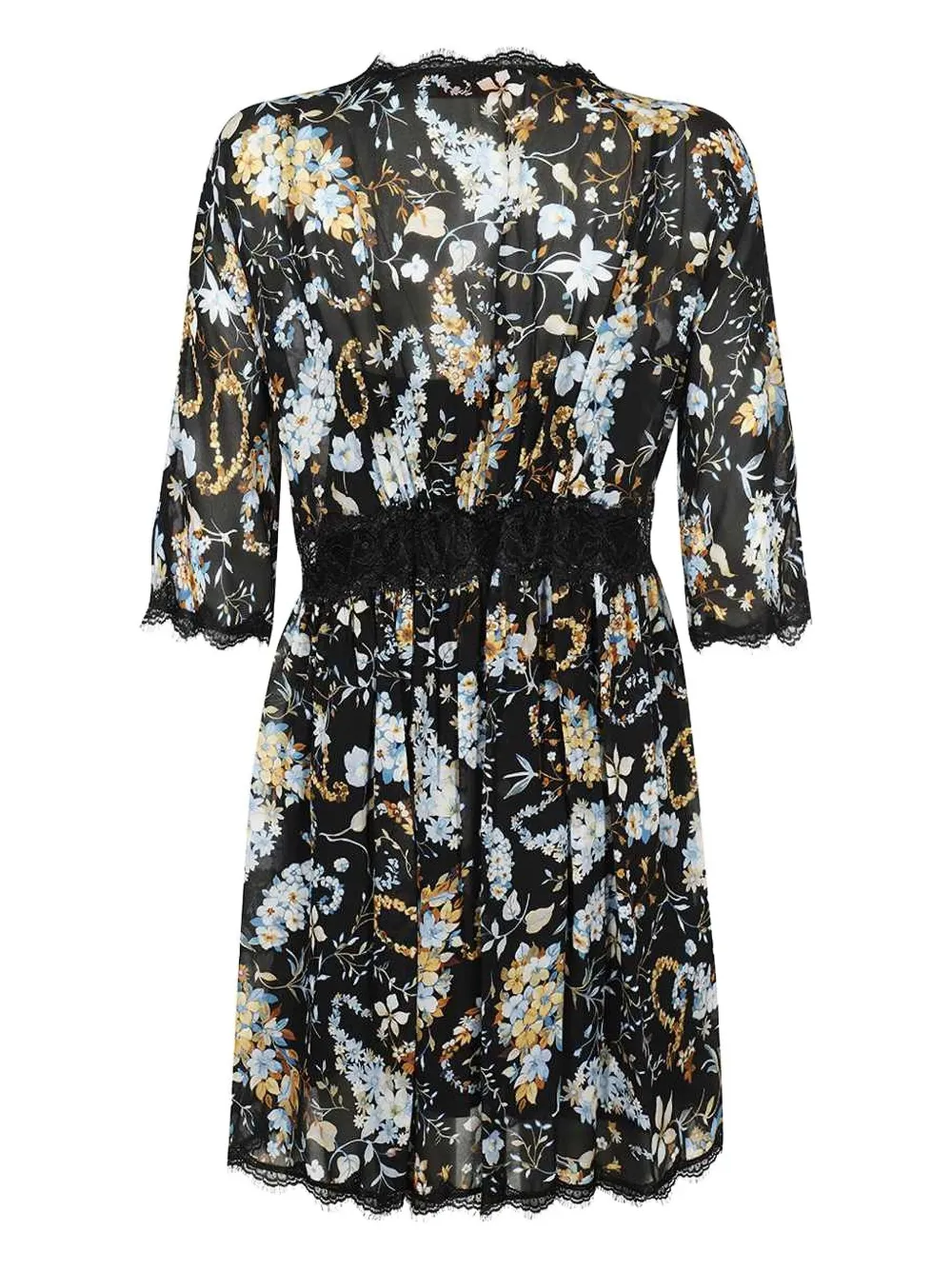 Ermanno Scervino floral lace-trimmed mini dress - Zwart