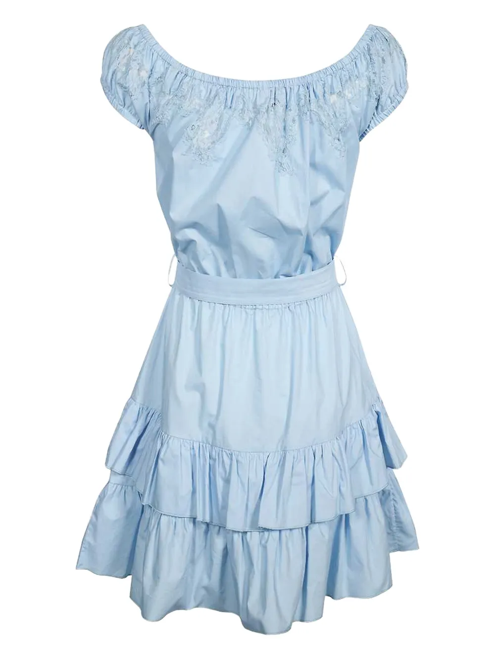 Ermanno Scervino ruffled belted mini dress - Blauw