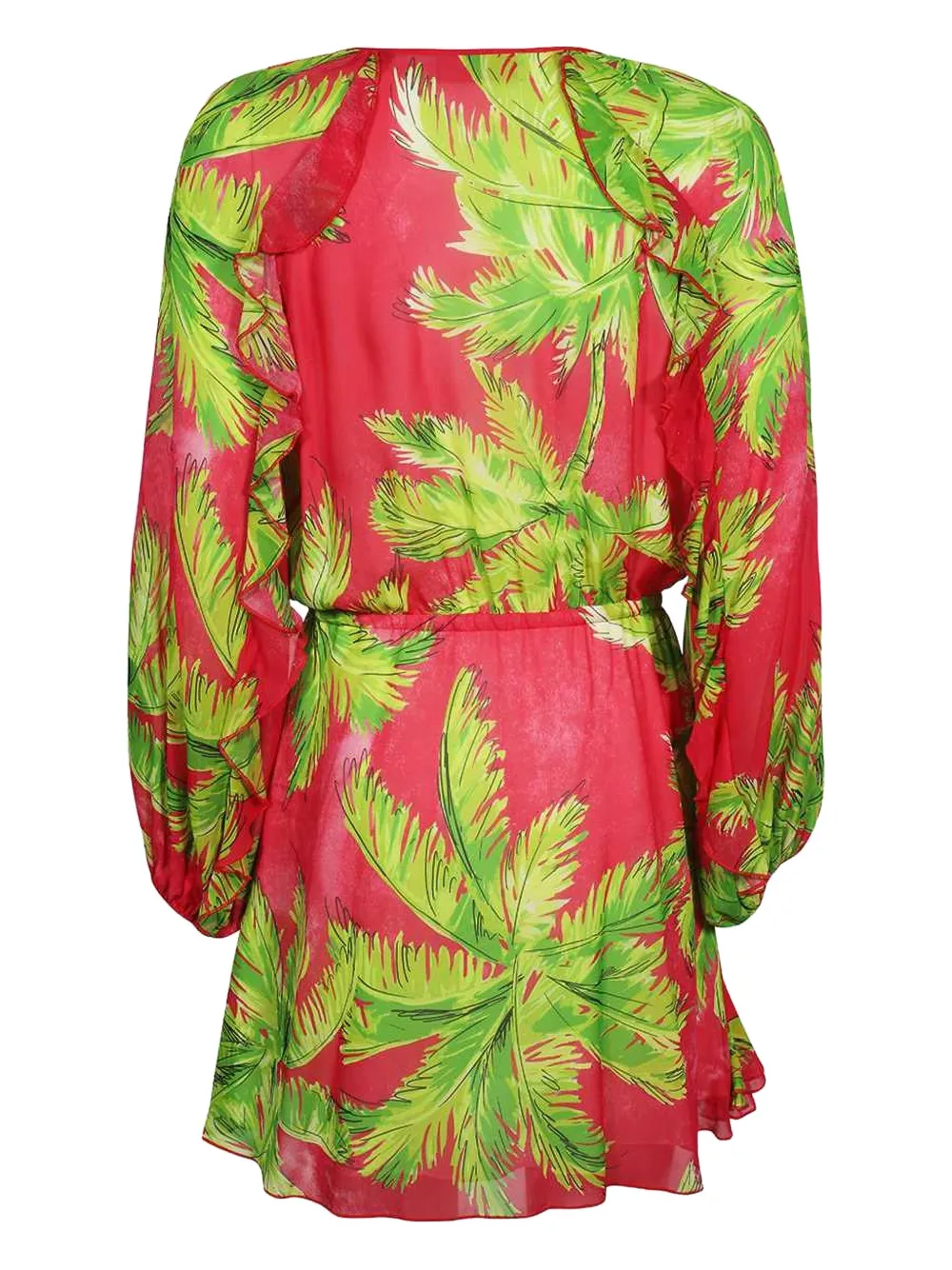 Ermanno Scervino palm-print ruffled mini dress - Roze
