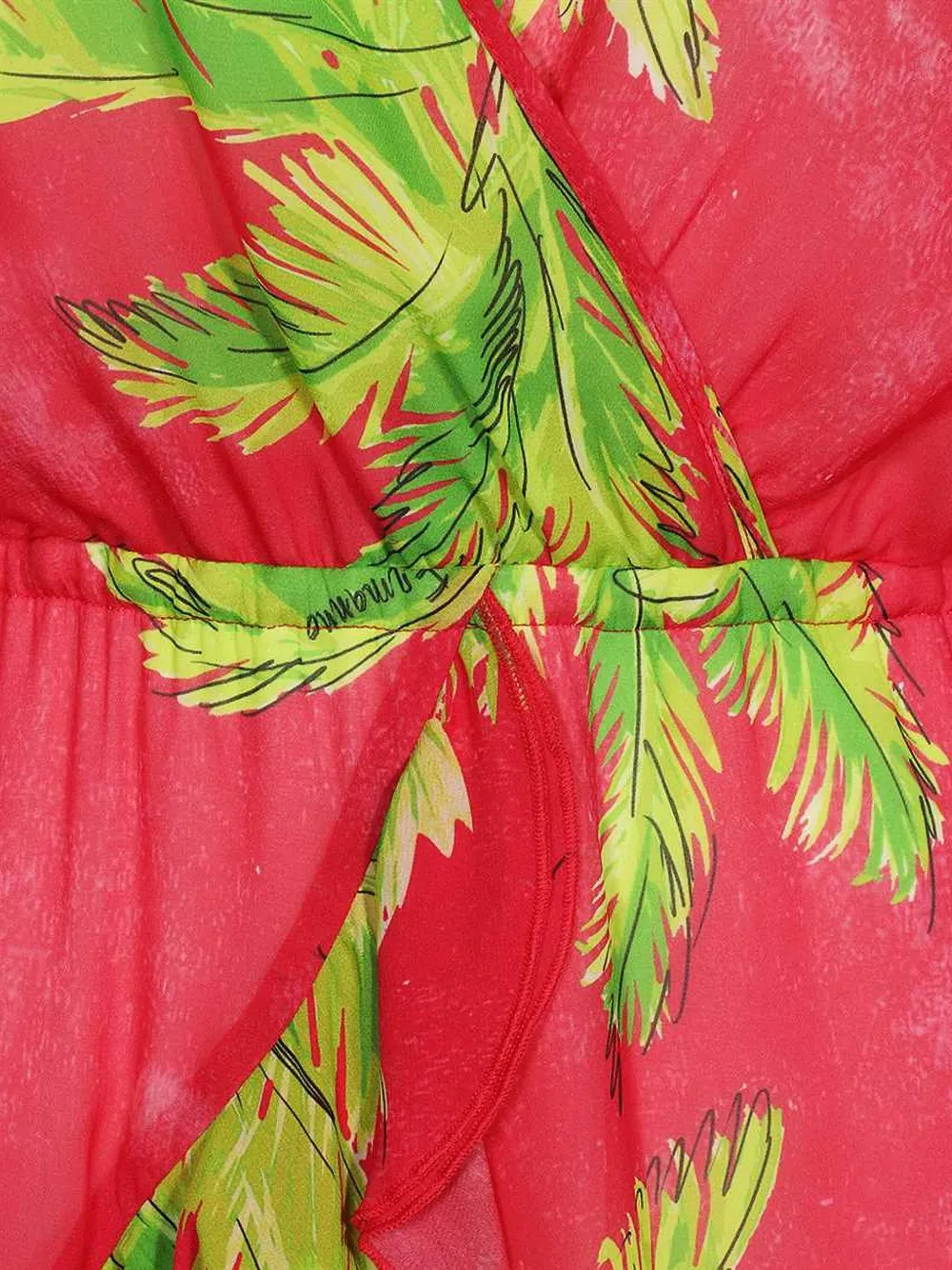 Ermanno Scervino Palm-print Ruffled Mini Dress In Pink