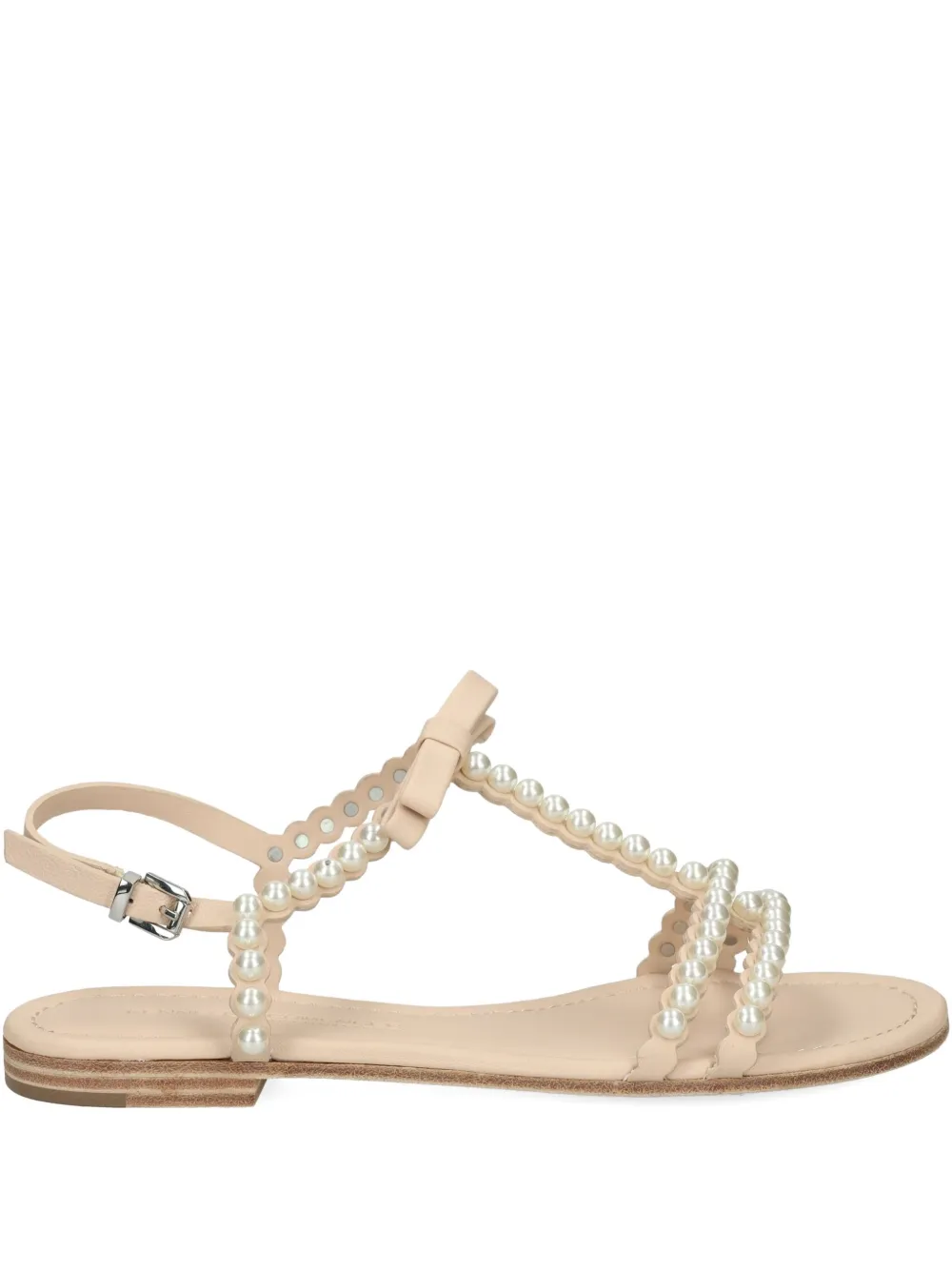 Kennel & Schmenger Elle Pearl-embellished Bow Sandals In Neutral