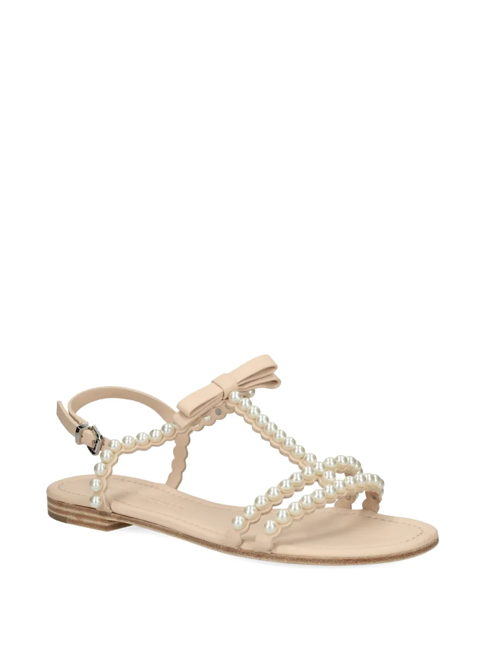 Kennel & Schmenger Elle Pearl-embellished Bow Sandals In Neutral