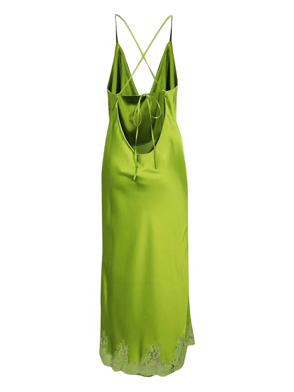 Ermanno Scervino cowl-neck lace-trimmed midi dress - Groen