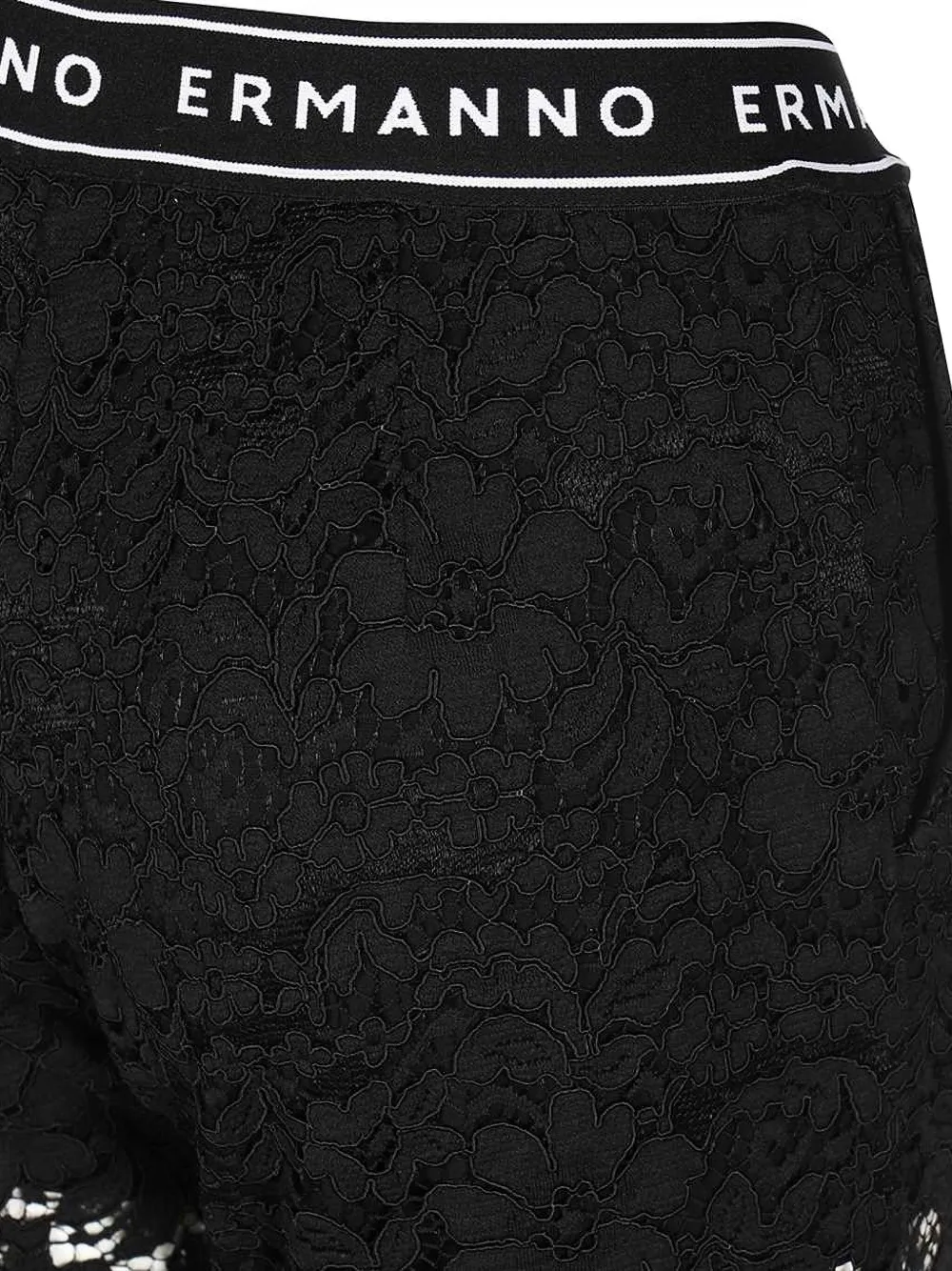 Ermanno Scervino Elasticated-waistband Lace Trousers In Black